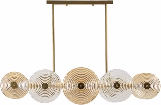 Lampadario Venice in vetro e ferro dorato 116x27x79 cm