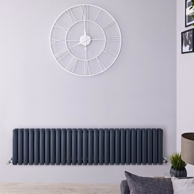 Radiatore Orizzontale Doppio Design Antracite 1370W - Alta Potenza - Stile Moderno - Revive