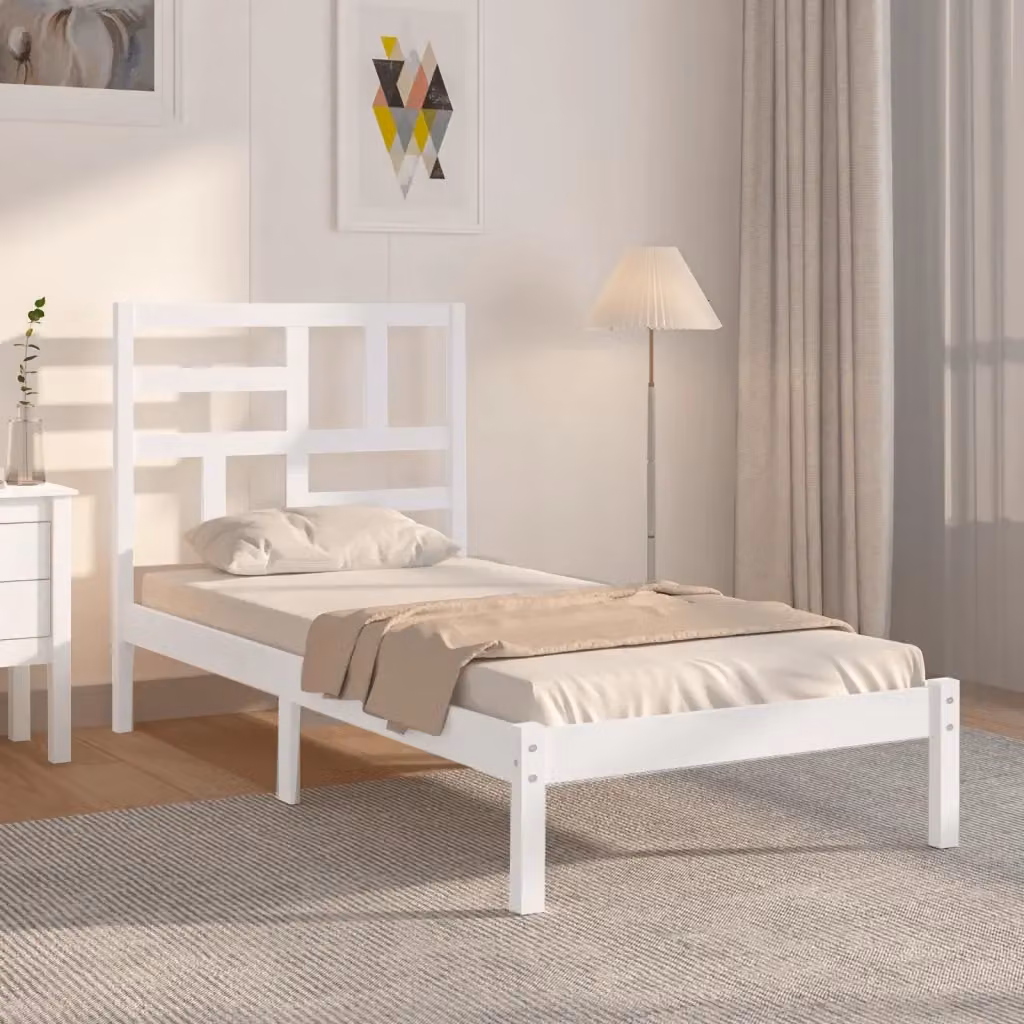 Letto singolo per adulti in legno massello di pino bianco con doghe fisse L/P/H: 205.5 x 100 x 106 cm – 2