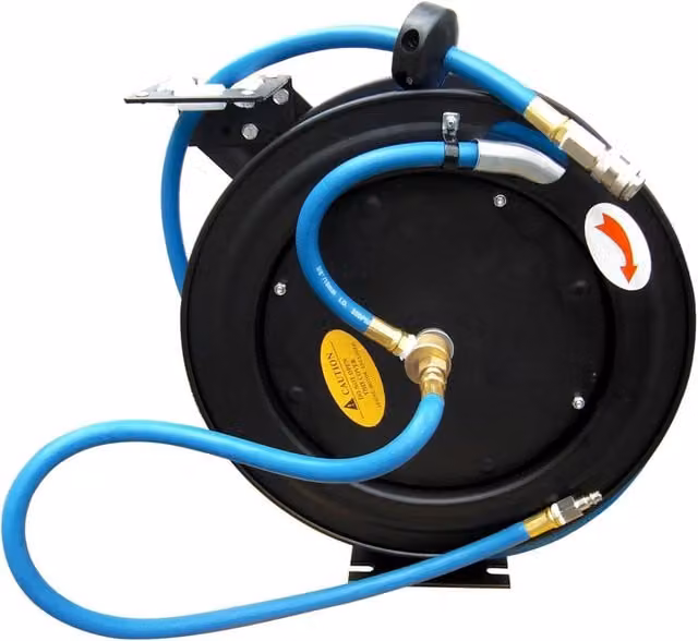 Avvolgitubo automatico per aria compressa Stahlkaiser, lunghezza 15 m, pressione 20 bar, colore blu – 1