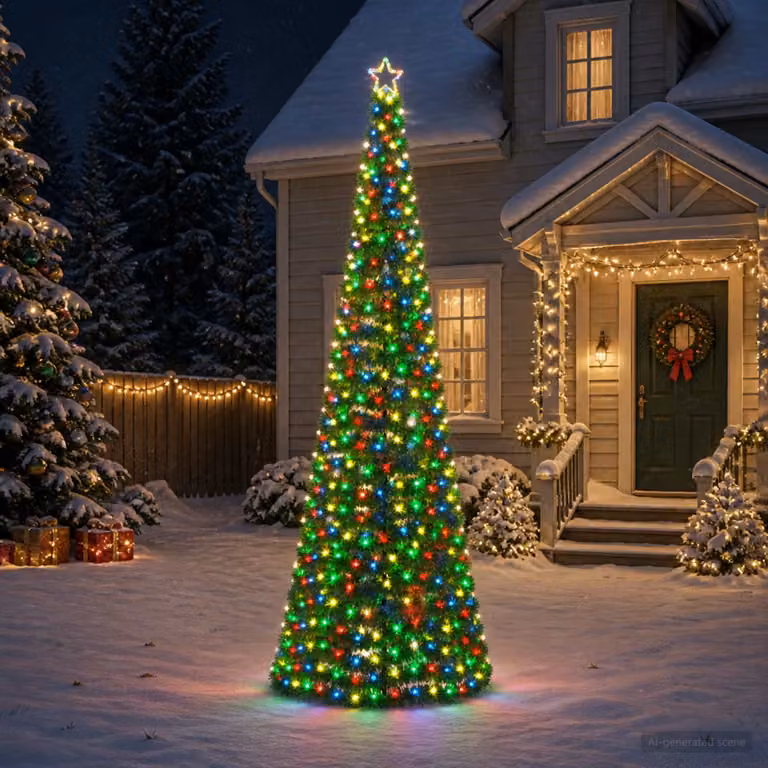 vidaXL Albero di Natale a LED in tinsel con picchetto EKENAS 300 cm