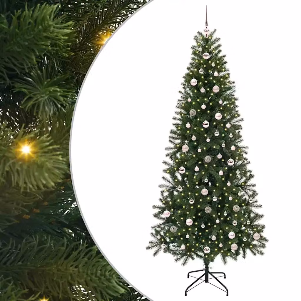 Albero di Natale artificiale moderno vidaXL verde con 300 LED luce bianca calda in PE e PVC – 2