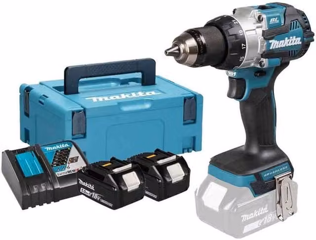 Trapano a percussione a batteria Makita DHP489RTJ 18V con motore brushless e valigetta