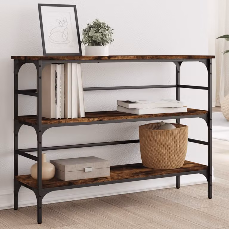 vidaXL Tavolo Consolle in Legno Rovere Fumo con Design Industriale L: 100 cm, P: 32 cm, H: 75 cm