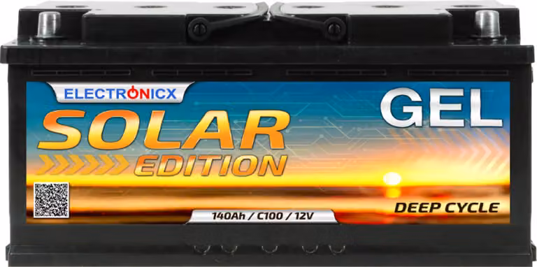 Electronicx Edizione Solare batteria GEL 140Ah 12V ▶ Batteria solare accumulatore fotovoltaico camper giardino - senza manutenzione a scarica profonda ermetica