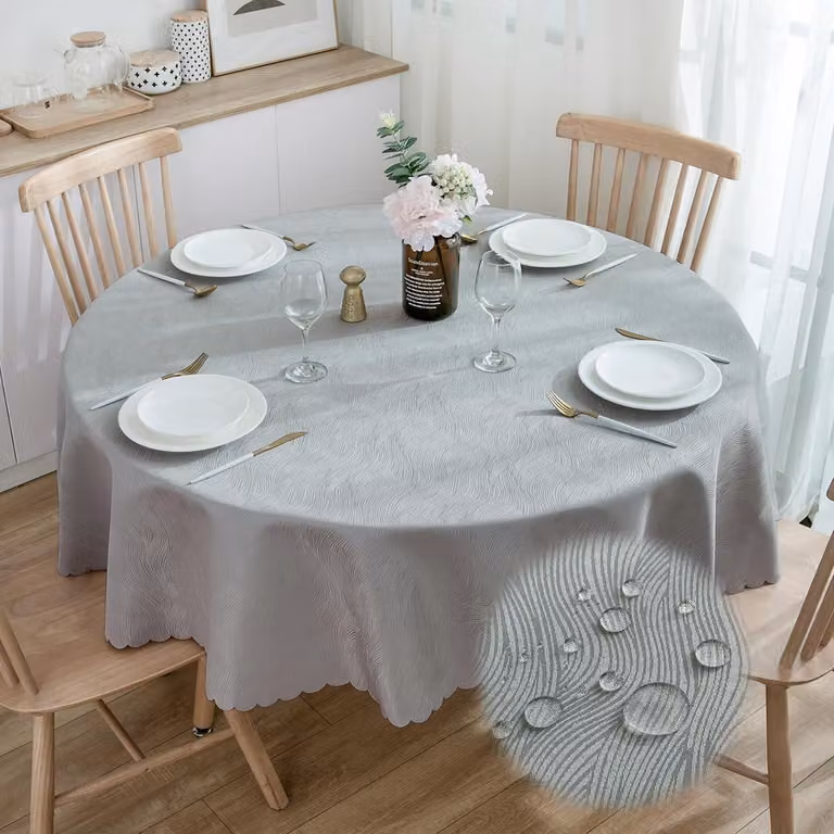 Tovaglia rotonda, impermeabile, diametro 160 cm, in tessuto jacquard di poliestere, ideale per l'uso in giardino e in cucina