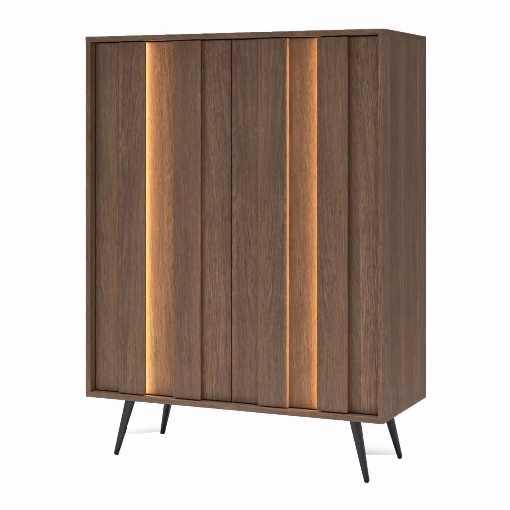 Madia Hafano DMORA, Credenza Moderna con 2 Ripiani, Marrone, L: 94 cm, P: 40 cm, H: 126 cm – 2