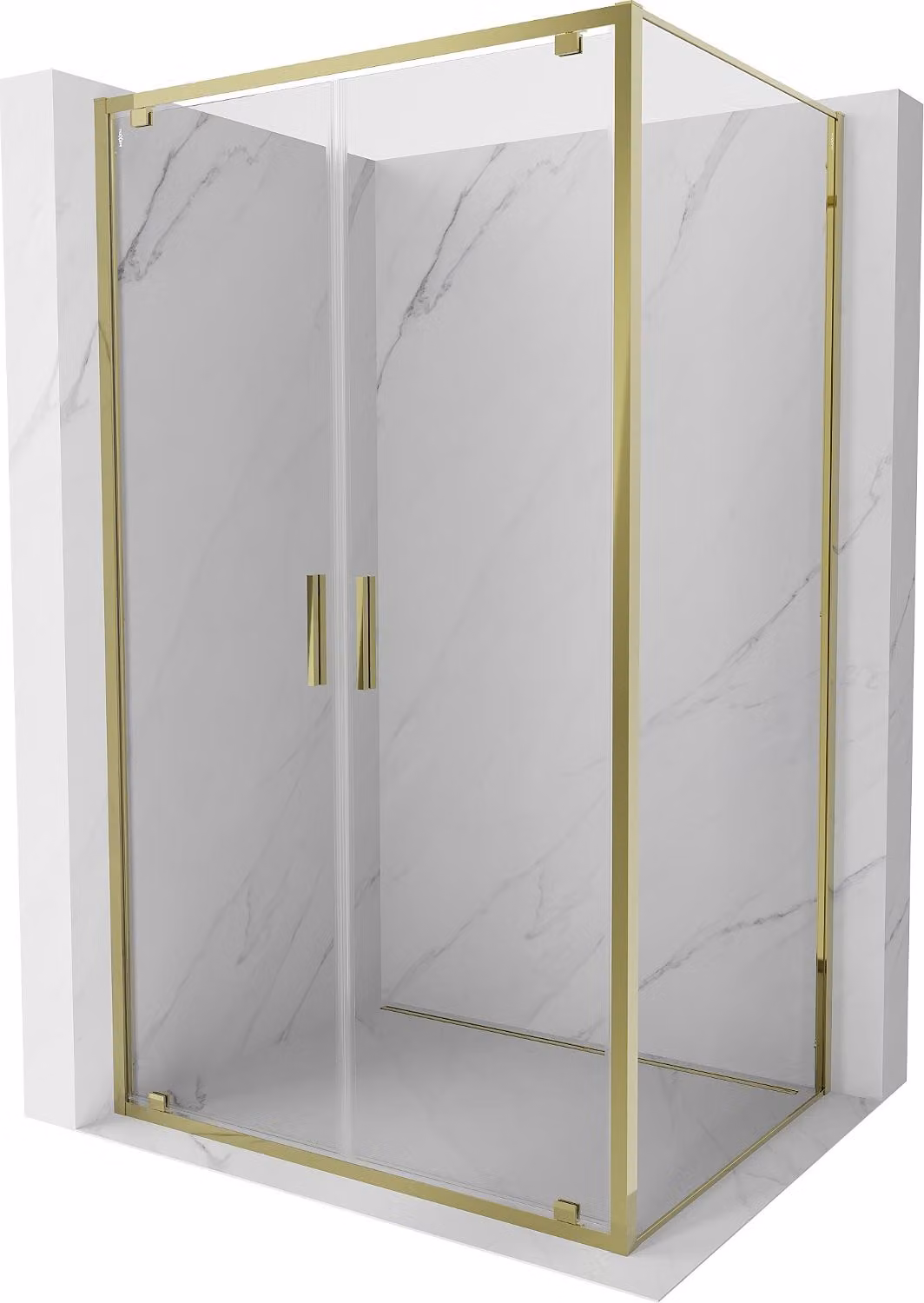 Mexen Exo cabina doccia a battente 90 x 70 cm, trasparente, oro - 8182-090-070-50-00