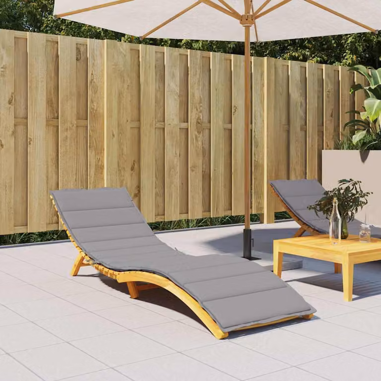 vidaXL Cuscino per Lettino Grigio in Tessuto Oxford e Schiuma L/P/H: 200 x 50 x 3 cm