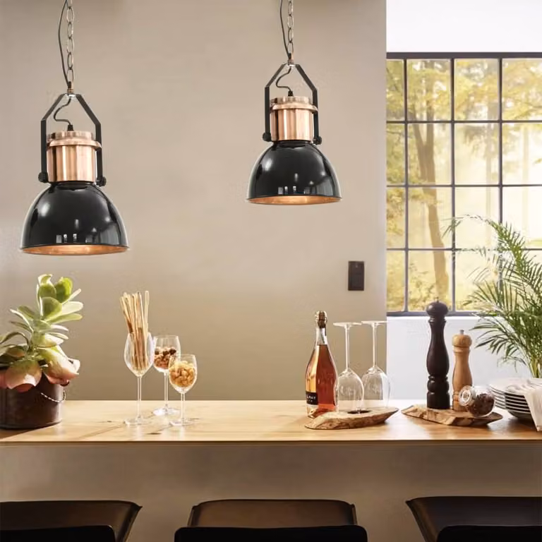The Living Store Lampada da soffitto 2 pezzi nera rotonda E27