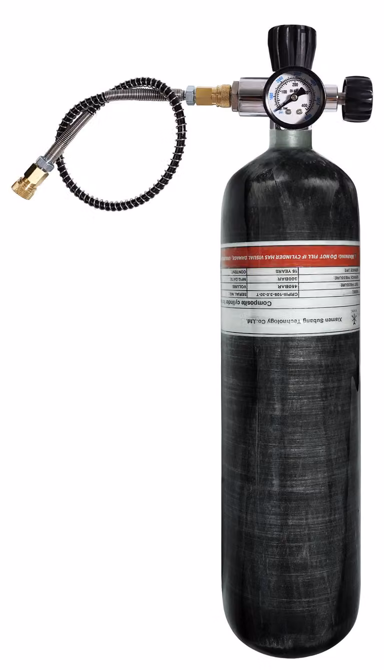Serbatoio dell'aria ad alta pressione, capacità 3,0L, struttura in fibra di carbonio, con valvola