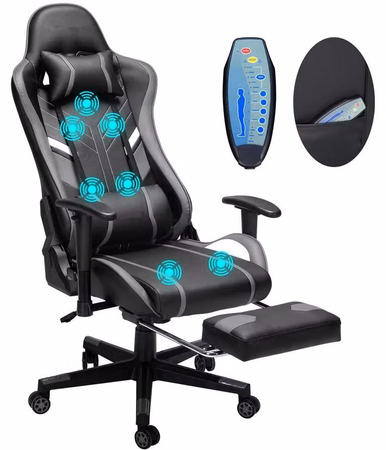 Sedia da gaming - Sedia da ufficio - Sedia massaggiante - Sedia ergonomica - Sedia girevole - 5 programmi di massaggio
