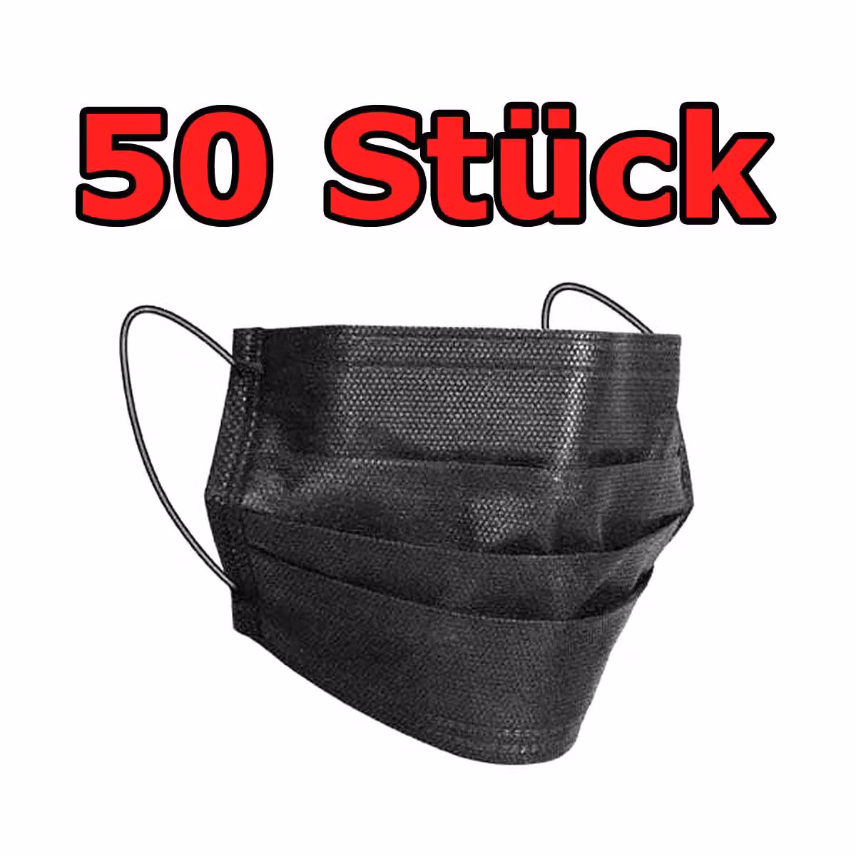 50 mascherine monouso a 3 strati, mascherine igieniche, mascherine per bocca e naso, colore nero