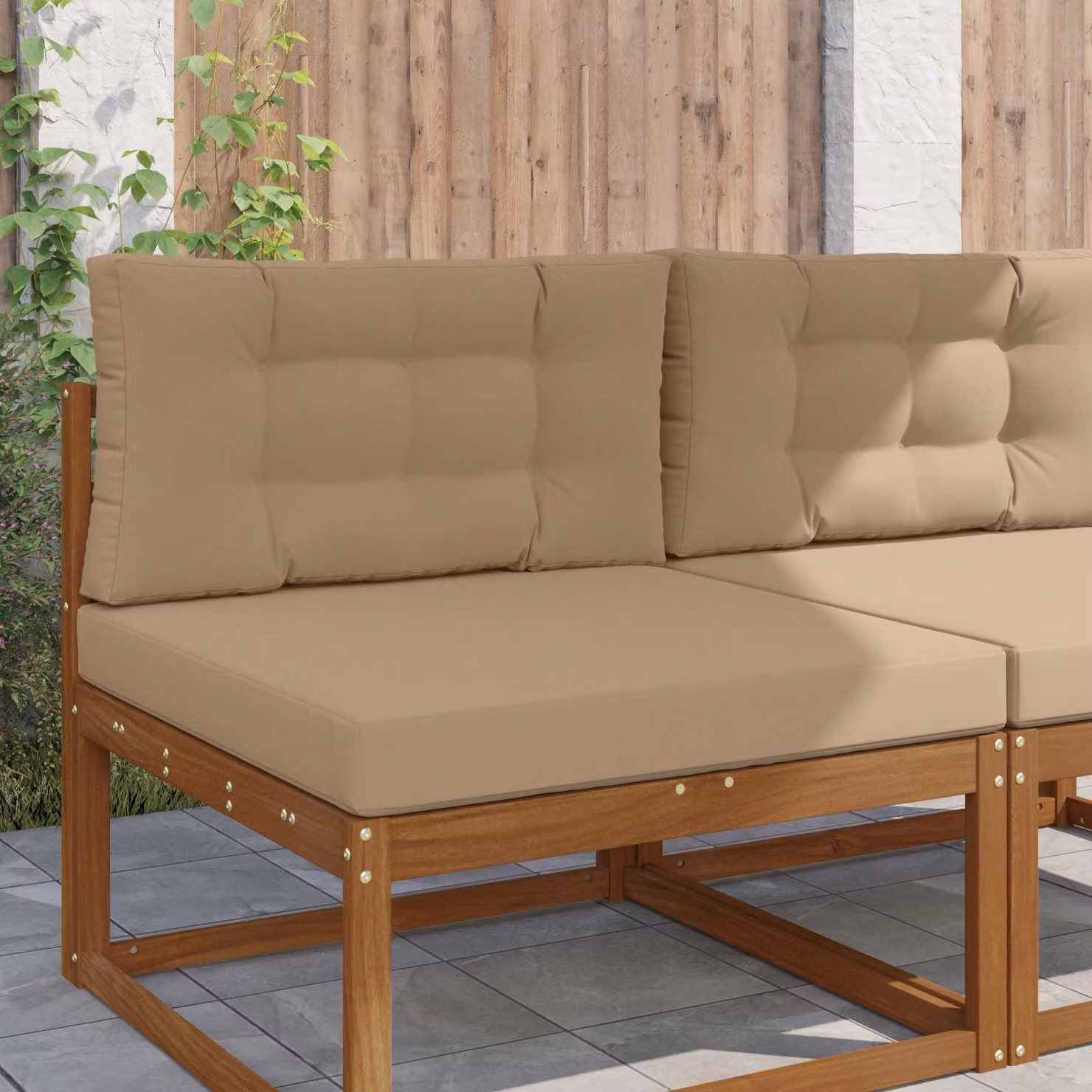 Cuscino quadrato per divano da esterno vidaXL in poliestere, colore grigio beige, 80 x 80 cm
