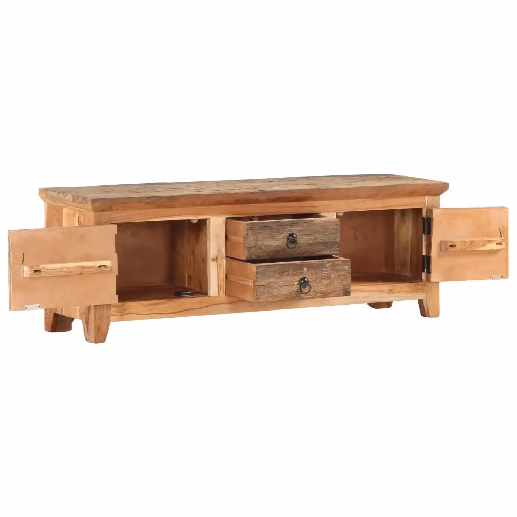 Mobile Porta TV vidaXL in Legno di Acacia e Legno di Recupero, Marrone, L 120 x P 30 x H 40 cm – 2