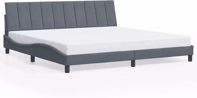 Letto matrimoniale | Letto per adulti | Giroletto senza Materasso Hanko Grigio Scuro 200x200 cm Velluto