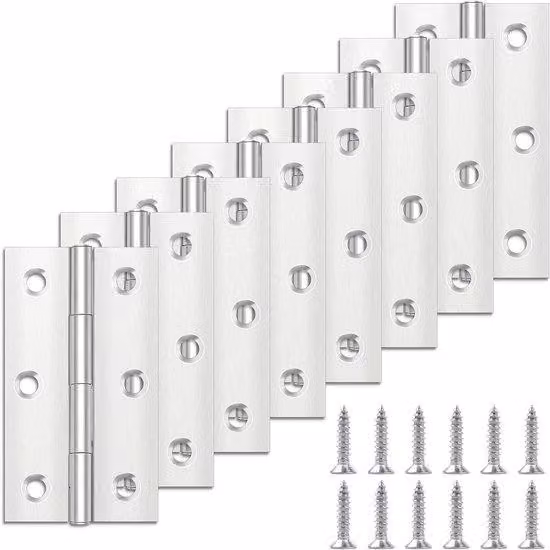 Cerniere per porte 68 mm x 38 mm in acciaio inossidabile per porte in legno interne ed esterne - 8 pezzi