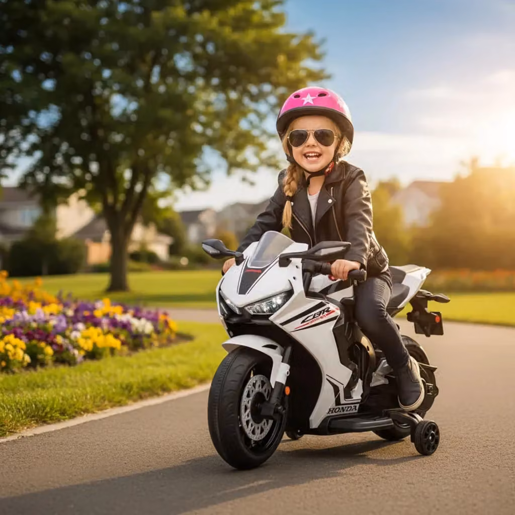 Moto Elettrica per Bambini Honda CBR1000RR con Batteria Ricaricabile 10,8V 3,1Ah Bianco e Nero L: 90 cm, H: 52 cm, P: 44 cm – 2