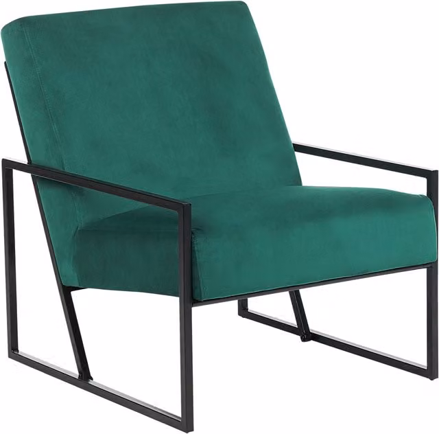 Poltrona in velluto verde BELIANI con braccioli e struttura in metallo nero L: 69 cm, P: 41 cm, H: 83 cm