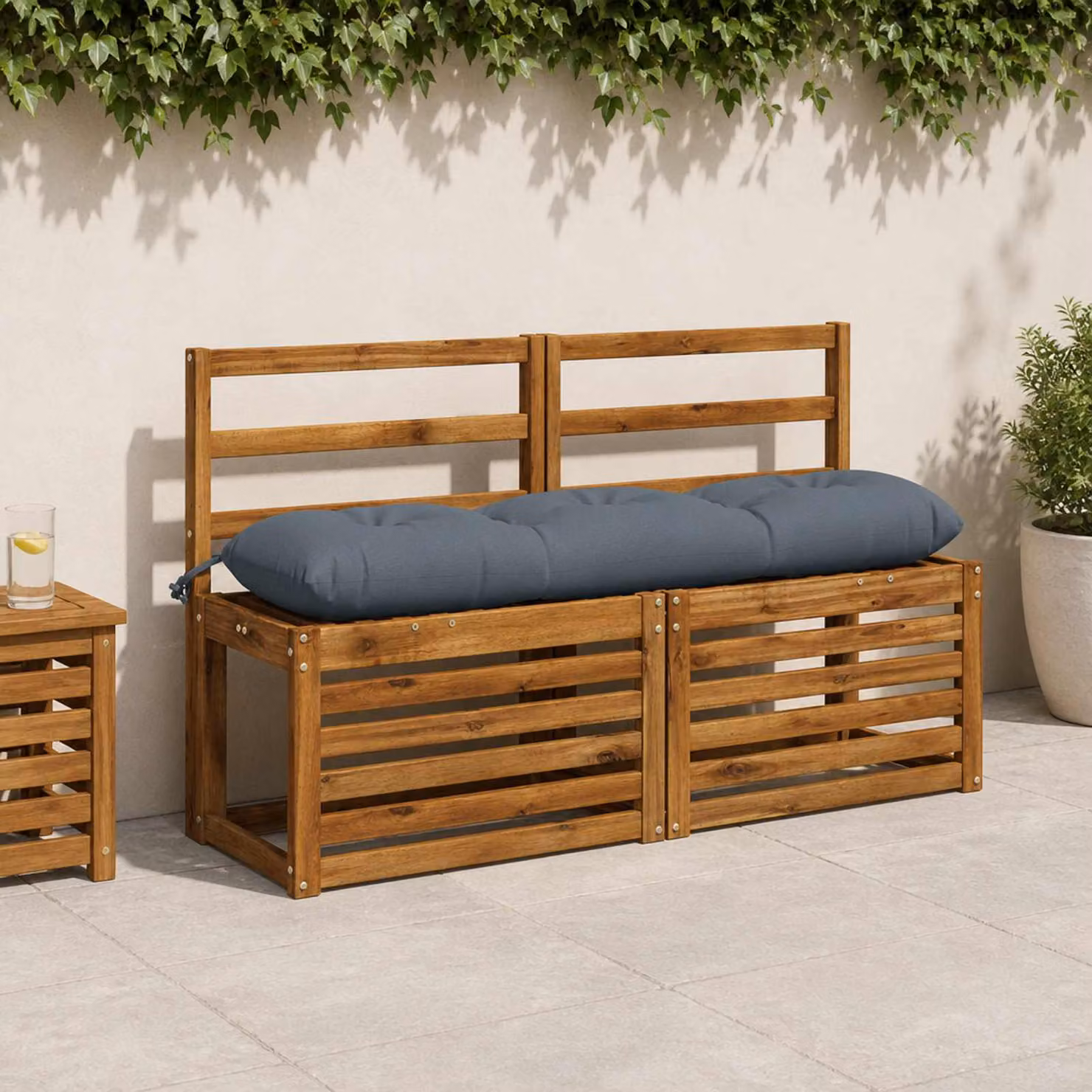 Cuscino per panchina vidaXL VIANEN blu in poliestere con imbottitura in schiuma e copertina lavabile
