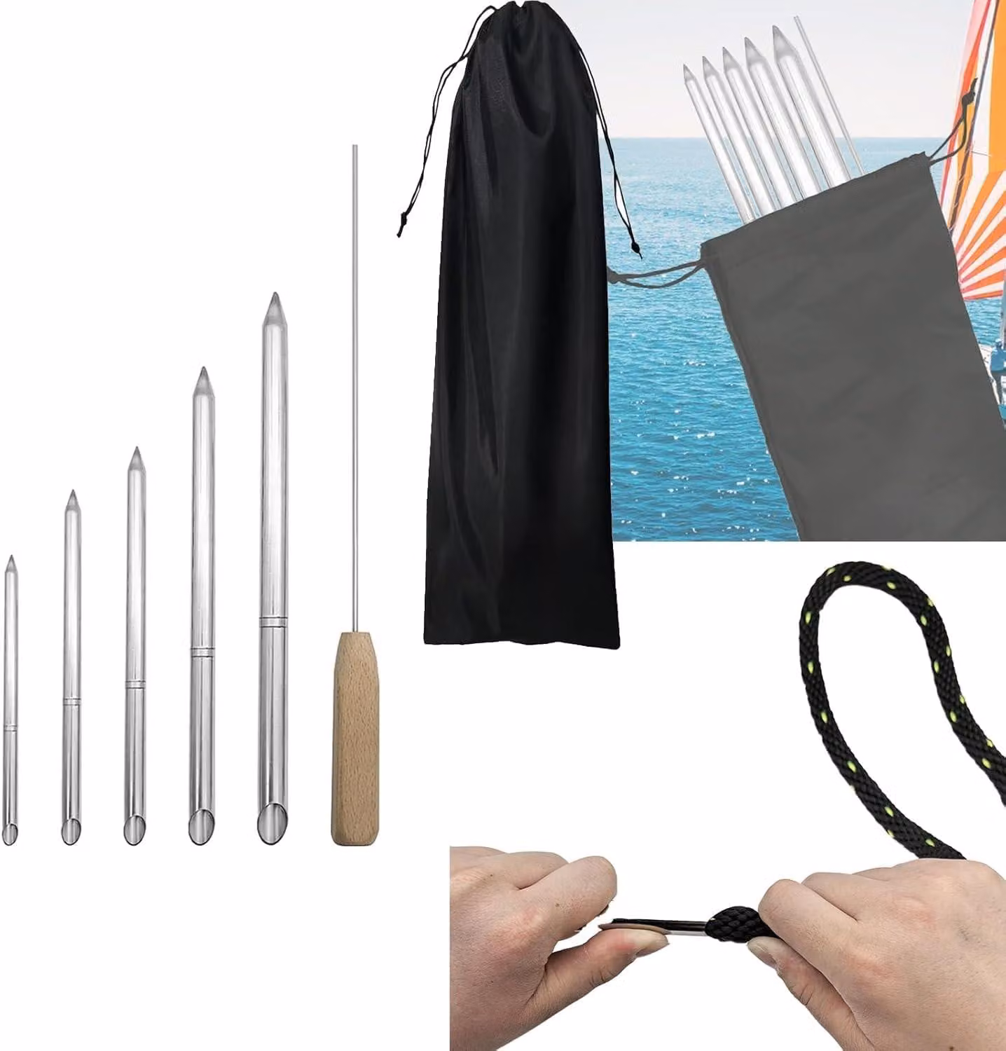 Set di strumenti per tagliare corde in acciaio inossidabile, composto da 7 pezzi, con custodia portaoggetti