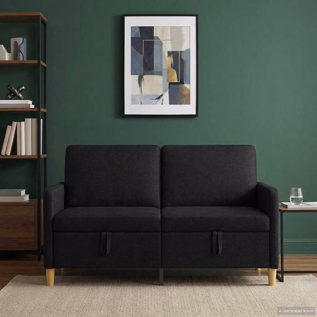 Divano vidaXL con contenitore apribile per soggiorno, rivestimento in tessuto con coperture rimovibili, L: 152 cm, P: 78 cm, H: 87 cm