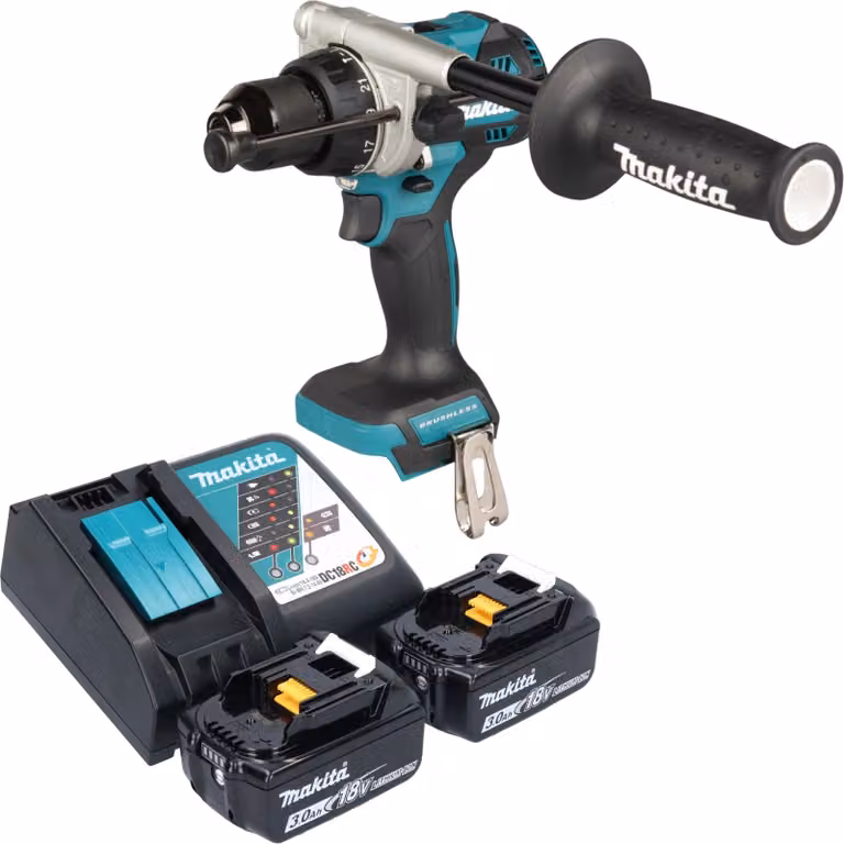 Makita DHP 492 RF Trapano avvitatore a percussione a batteria 18 V 141 Nm Brushless + 2x batteria 3,0 Ah + caricabatteria