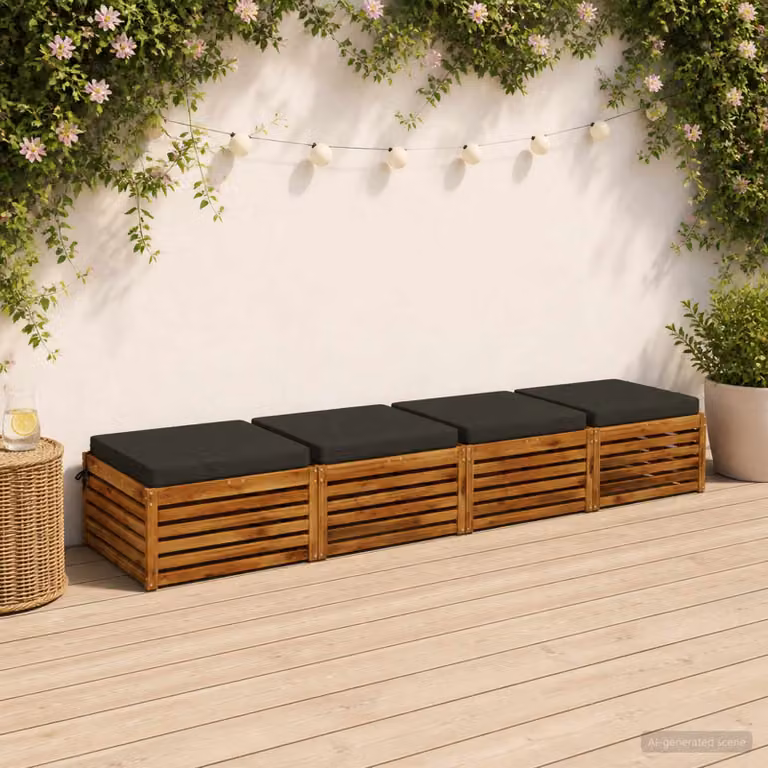 Set di 4 cuscini per sedia vidaXL in poliestere con imbottitura in schiuma, coperture lavabili e resistenti ai raggi UV, colore antracite o nero