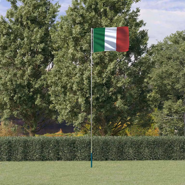Asta e Bandiera Italia vidaXL in Alluminio Argento e Poliestere Multicolore, Altezza: 5,5 m