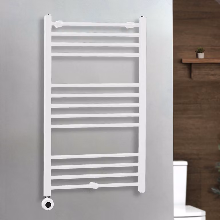 Scaldasalviette Elettrico Termostatico con Presa Elettrica e Controllo App WiFi ECOSO by Hudson Reed Bianco L: 60 cm, H: 100 cm