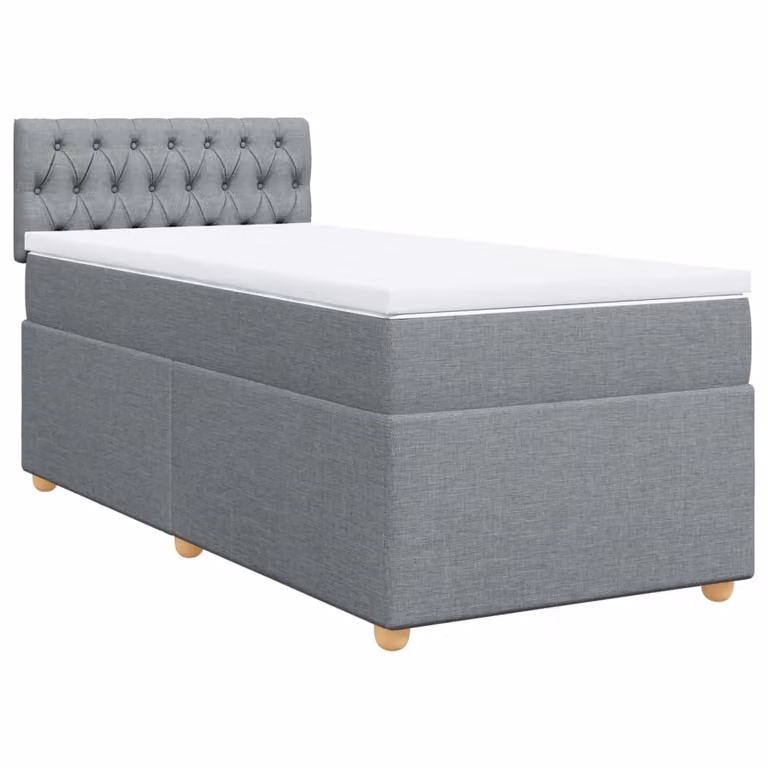 Giroletto a Molle con Materasso Grigio Chiaro 90x200 cm Tessuto