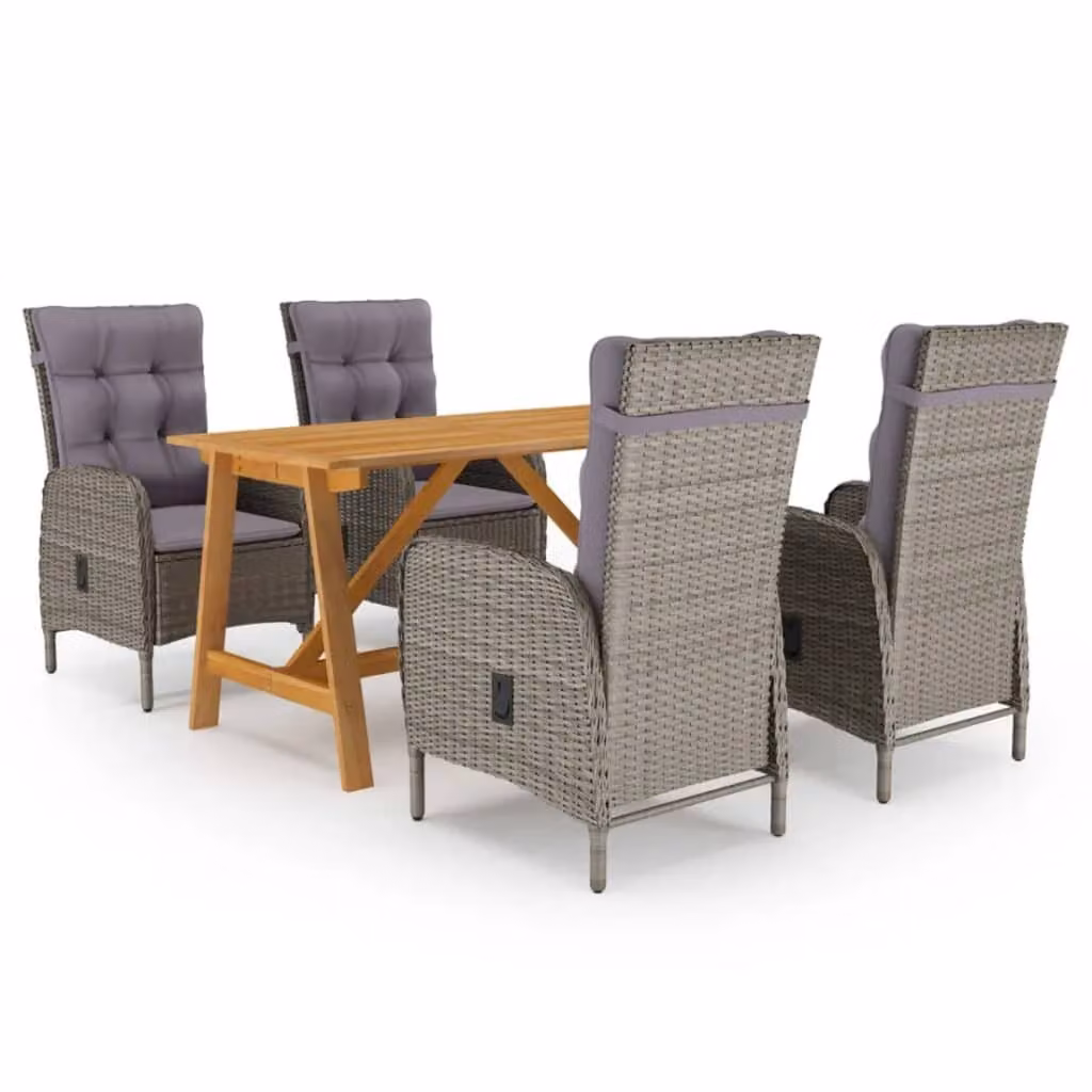 Maison Exclusive - Set da pranzo da giardino 5 pezzi, grigio
