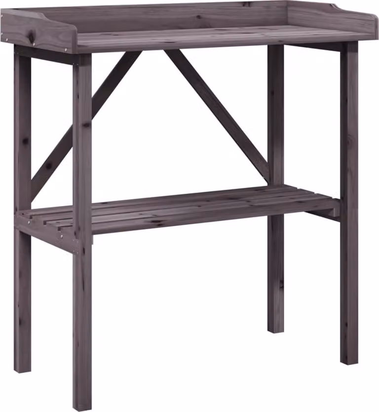 Tavolo Piante Ripiano Grigio 78x38x,82,5cm Legno Massello Abete