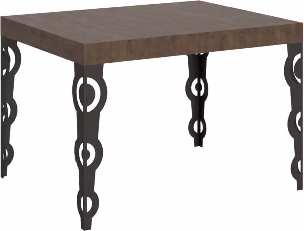 Tavolo allungabile moderno Karayan di Bs Com in noce con telaio antracite L/P/H: 120 x 80 x 77 cm, estensibile fino a 204 cm