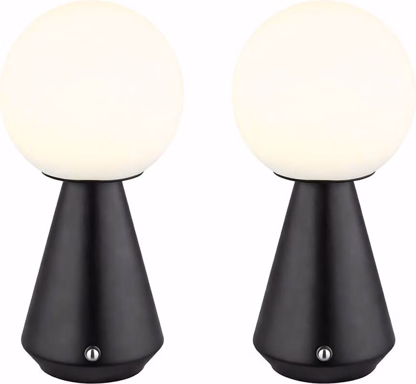 Set di 2 lampade da tavolo a LED, nero, touch, dimmerabile, H 23,5 cm