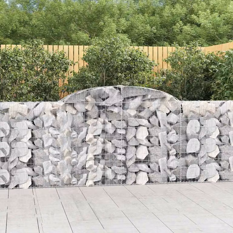 Set di 5 Cesti Gabbioni ad Arco vidaXL in Acciaio Zincato Grigio L: 300 cm, P: 30 cm, H: 100/120 cm
