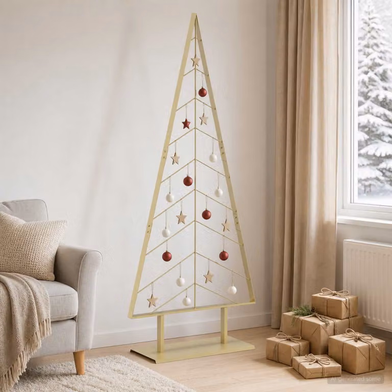 Albero di Natale moderno vidaXL KUOPIO in metallo color oro, Altezza: 180 cm