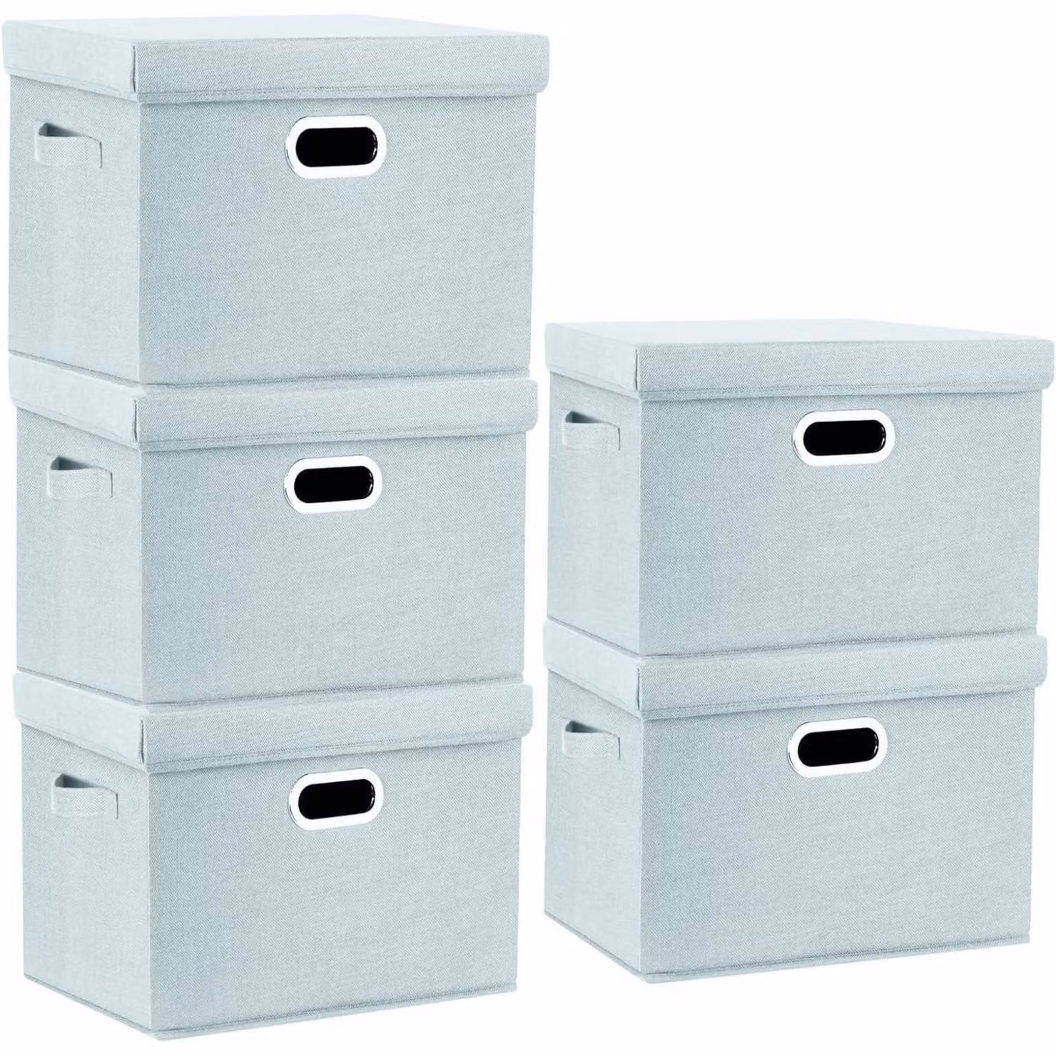 Contenitore con coperchio, in tessuto, pieghevole, lavabile, confezione da 5 pezzi, dimensioni 44x30x29 cm, modello Aqua Spring