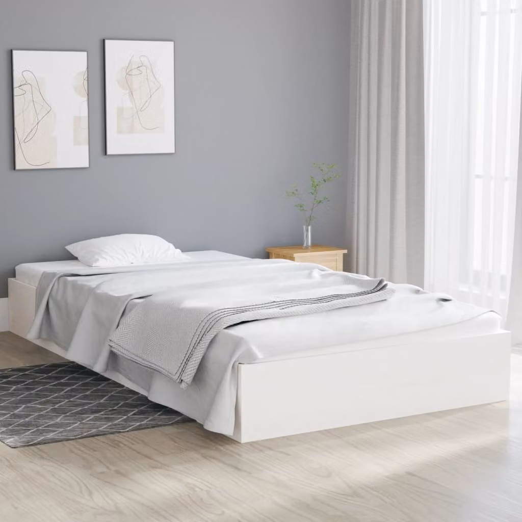 The Living Store Letto in legno massiccio bianco 100x200 cm