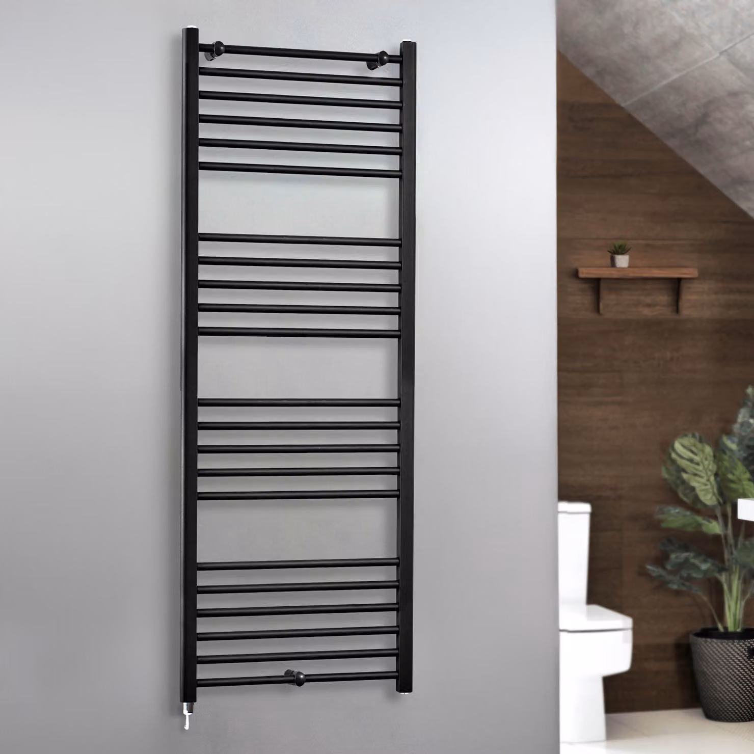 Scaldasalviette Elettrico Diritto Nox ECOSO di Hudson Reed, Nero, L: 60 cm, H: 160 cm
