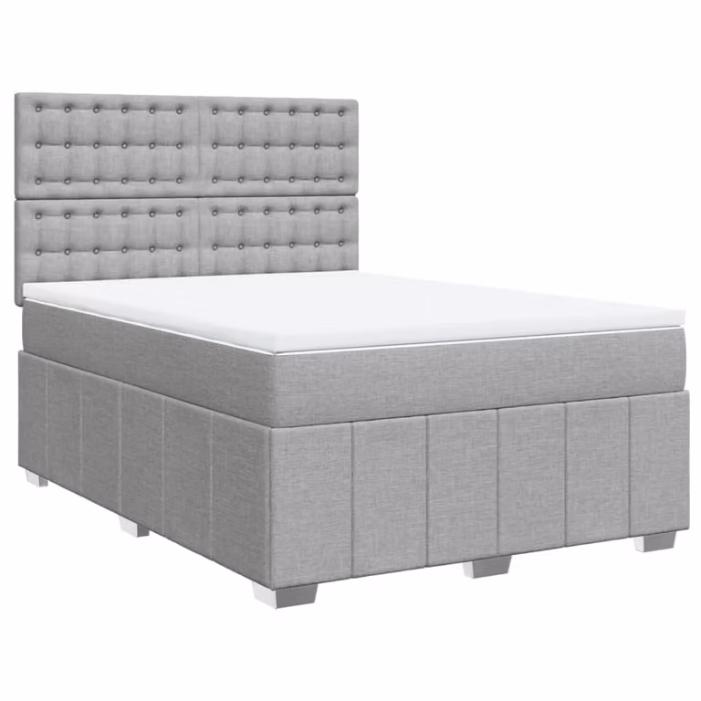 Giroletto a Molle con Materasso Grigio Chiaro 140x190cm Tessuto