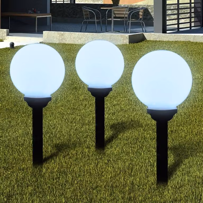 The Living Store Luci da sentiero 3 pz. LED 20 cm con picchetto a terra