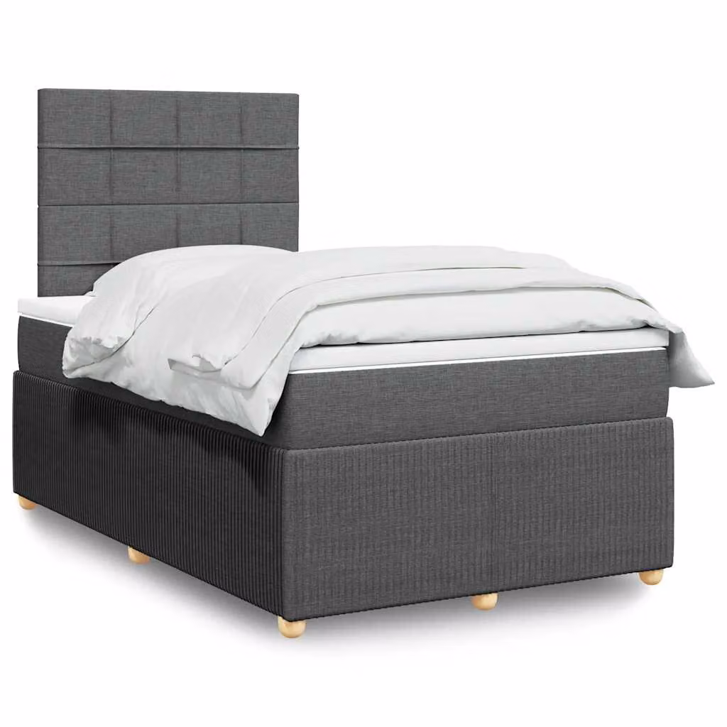 vidaXL Giroletto a Molle con Materasso Ibrido in Tessuto Grigio e Bianco L/P/H: 120 x 200 cm