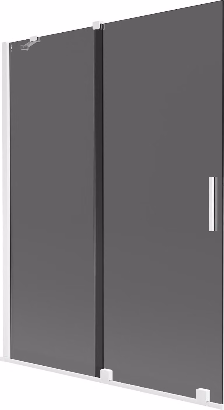 Mexen Velar paravento per vasca da bagno a 2 ante scorrevoli 130 x 150 cm, grafite, bianco - 896-130-000-41-20