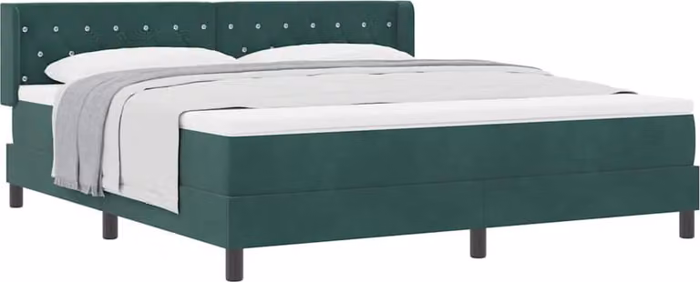 Letto a molle con materasso nero 100x200 cm Velvet verde scuro