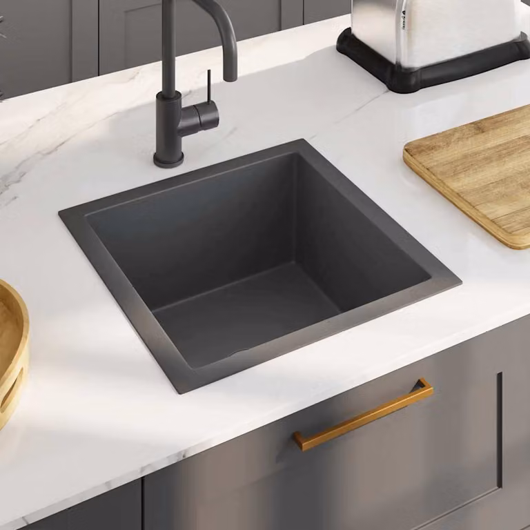 Lavello da Cucina vidaXL in Acciaio Inox Nero e Argento L/P/H: 44 x 44 x 20 cm
