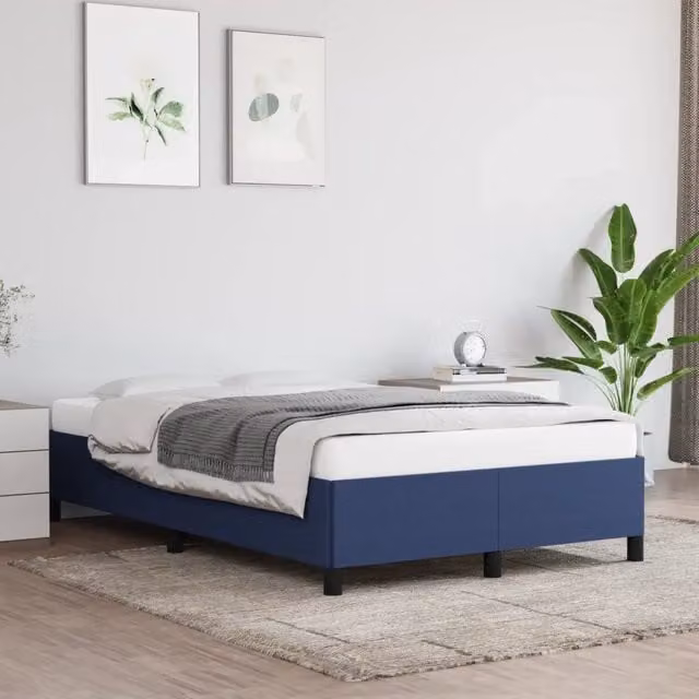 Giroletto vidaXL in tessuto blu con doghe in legno L/P/H: 200 x 120 x 35 cm