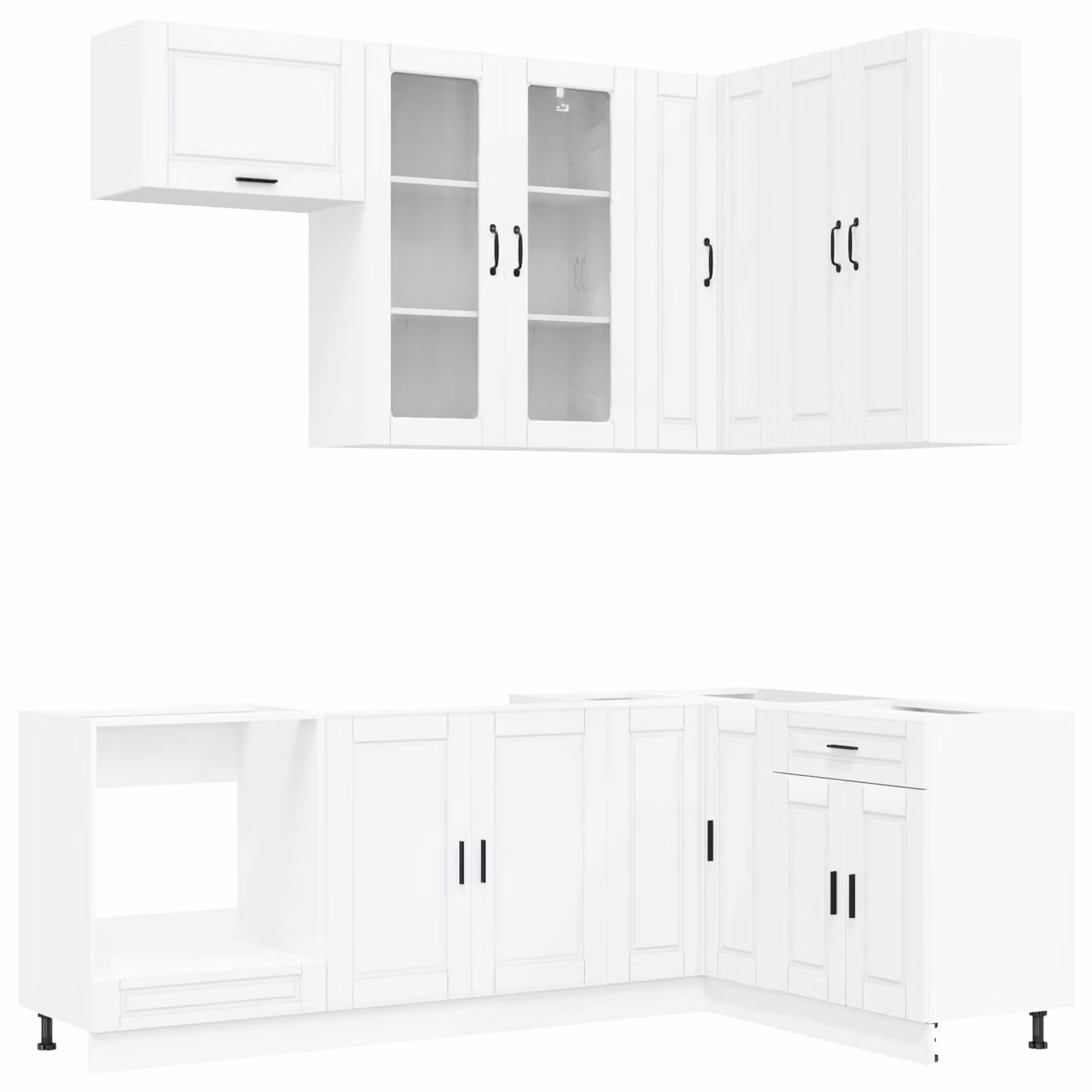 Set di cucina PORTO, 8 pezzi, bianco, legno ingegnerizzato