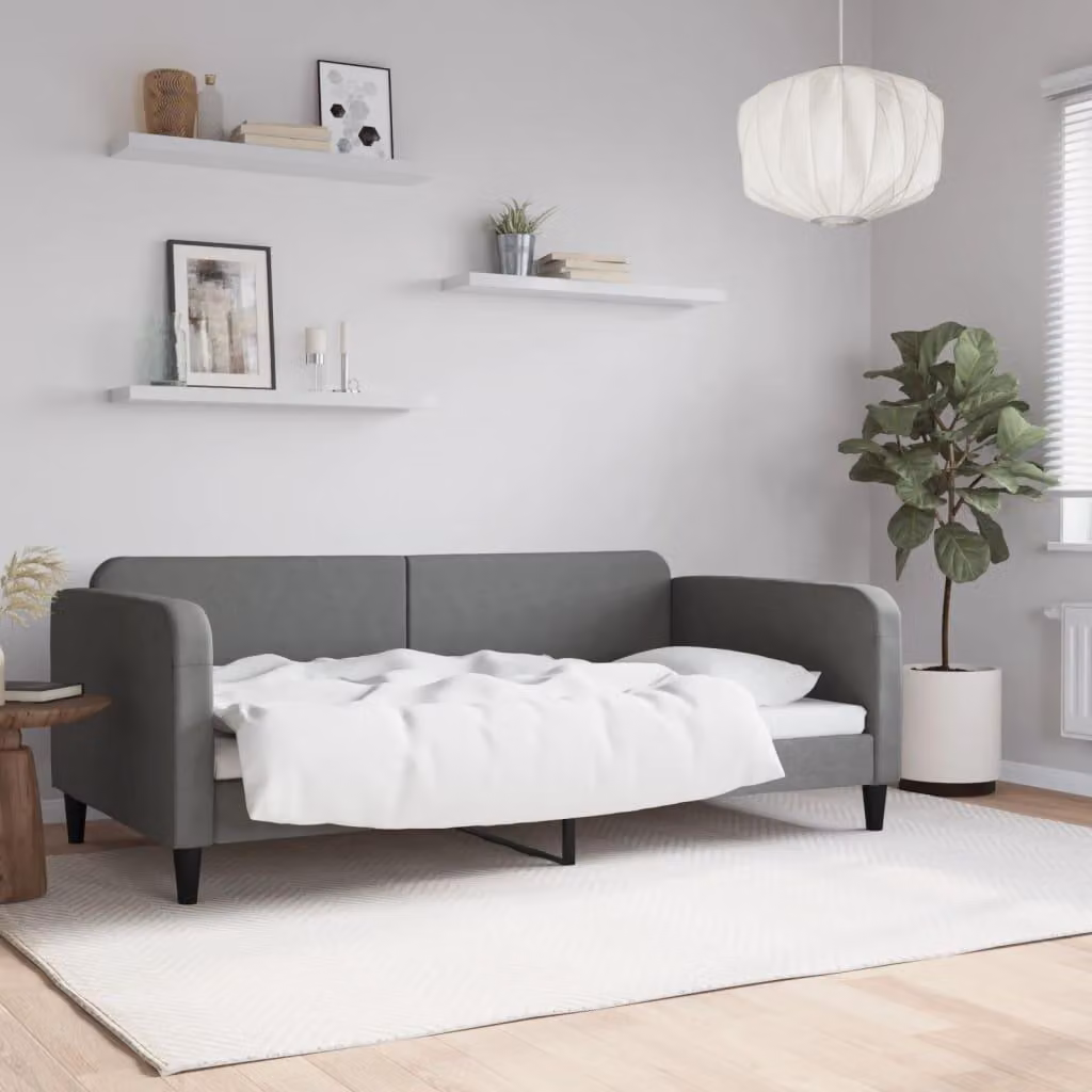 Maison Exclusive - Letto a giorno, colore grigio scuro, 100x190 cm, tessuto
