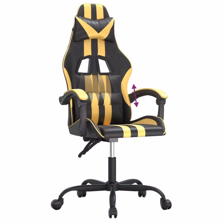 Sedia da Gaming Nera e Oro in Pelle finta